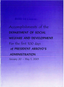 Book Cover: Accomplishments of DSWD for the first 100 days of Pres. Arroyo's Administration