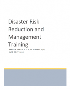 Book Cover: Disaster Risk Reduction and Management Training
